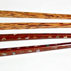 Vintage WWII Chopsticks~Abalone Inlay, Wood Grain
